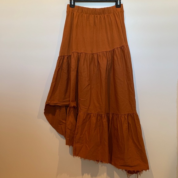 NWT ZARA pumpkin orange distressed skirt size sm - Picture 2 of 8
